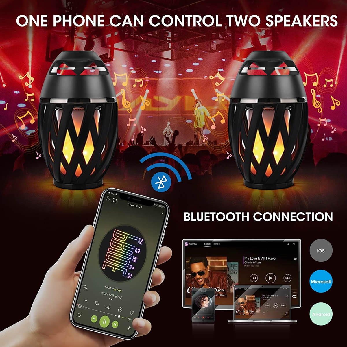 Tiki Tiki To To - Outdoor LED Torch With Bluetooth Speaker