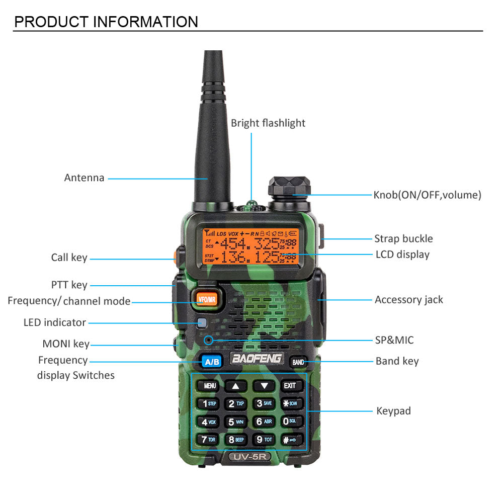 UV-5R Walkie Talkie with Power Adapter