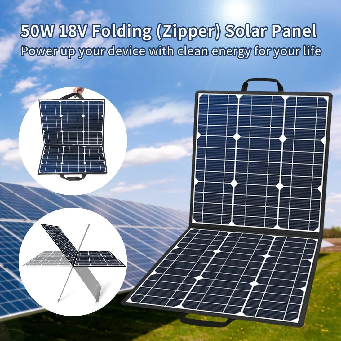 Foldable 50W 18V Portable Solar Panel